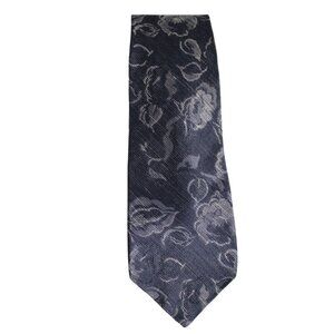 Charvet Tie Rare Vintage 100% Silk - Charcoal Grey With Tan Floral Design